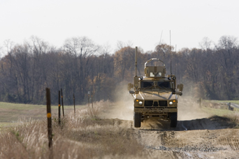 Automotive performance testing of an M-ATV on one of Perryman Test Area courses