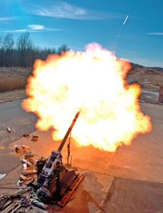 Direct fire testing of a 120mm light cannon