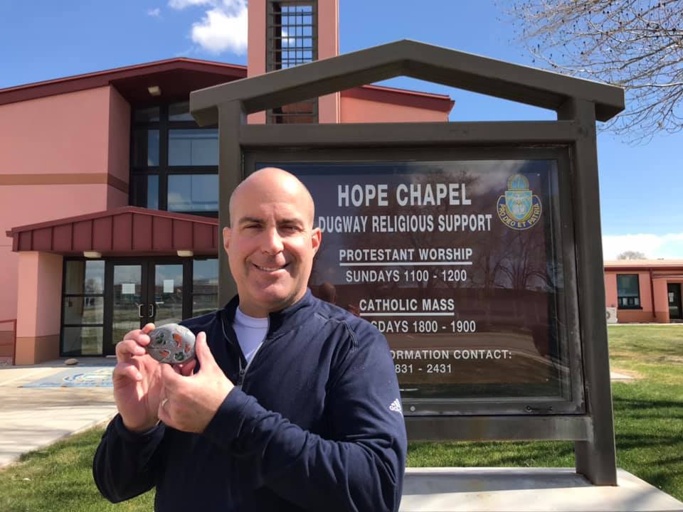 DPG Chaplain (LTC) Shawn Gee found a painted rock just outside Hope Chapel.