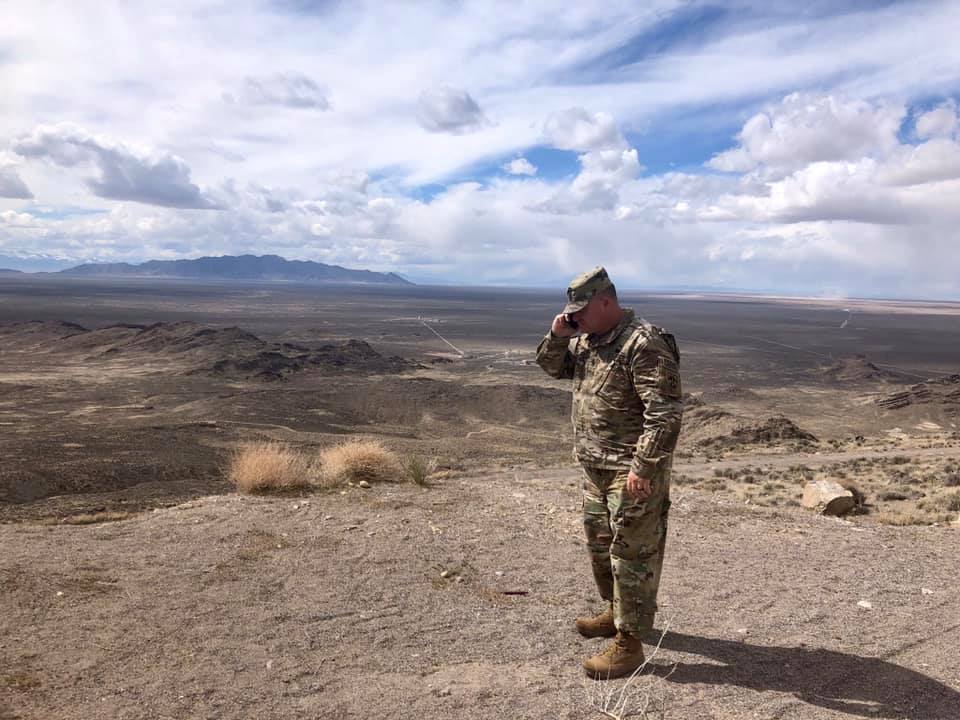 March 26, 2020 - Because DPG is about the size of Rhode Island, social distancing can be maximized. DPG Commander COL Scott Gould talks from his office out on a test grid to DPG Command Sgt. Maj. CSM Kyle Brinkman, who is 15km away on Camelback Mountain.
