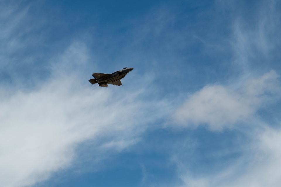 April 23, 2020 - The F-35A Lightning II Demonstration Team brought their flying practice to Dugway Proving Ground, bringing excitement to the skies above and providing a morale boost to those on the ground. Photo by Gabriel Archer, Dugway Visual Information Specialist