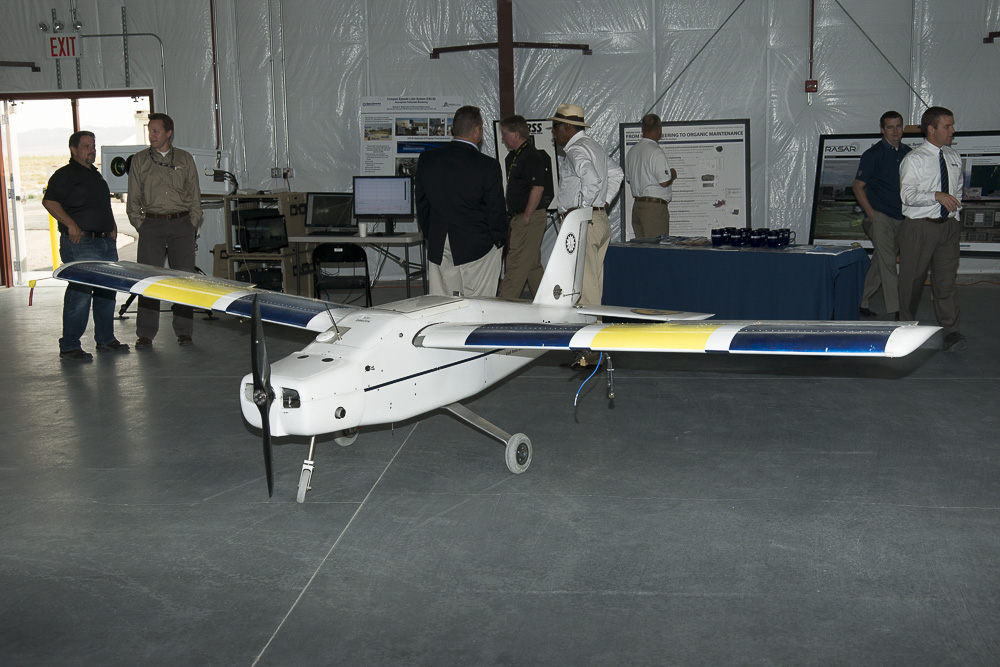 The new hangar is the nations first built specifically to meet the requirements of Americans larger tactical Unmanned Aircraft Vehicles. The hangars construction was a joint effort of Army, Air Force and the State of Utah.