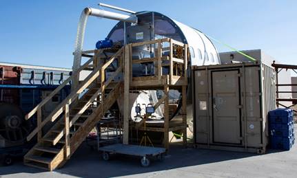 Commercial Aircraft Decontamination Efficacy Test conducted November 2020 to March 2021 at Dugway Proving Ground. The test determined if current means of neutralizing the SARS-C0V-2 virus in a passenger jet, which causes the disease COVID-19, are effective, and to possibly find even better methods. Photo by Al Vogel, Dugway Public Affairs