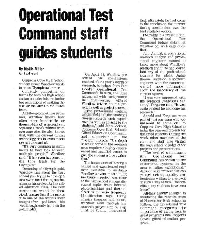 OTC guides students article