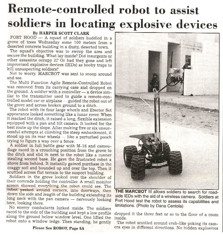 Remote-controlled robot article
