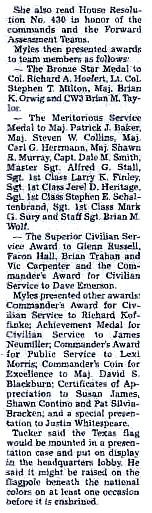 Command honors troops/civilians article, cont'd