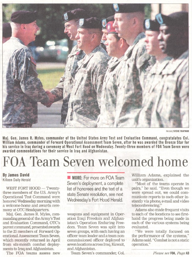 FOA VII team honored