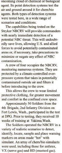 NBC Stryker article, cont'd