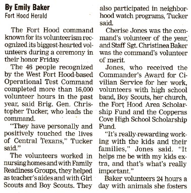 OTC honors volunteers article, cont'd