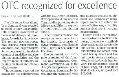 OTC recognized for excellence article
