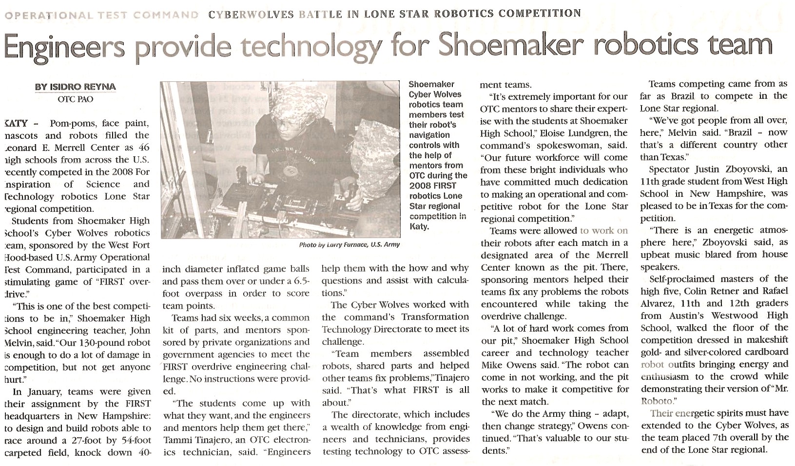 Shoemaker robotics article