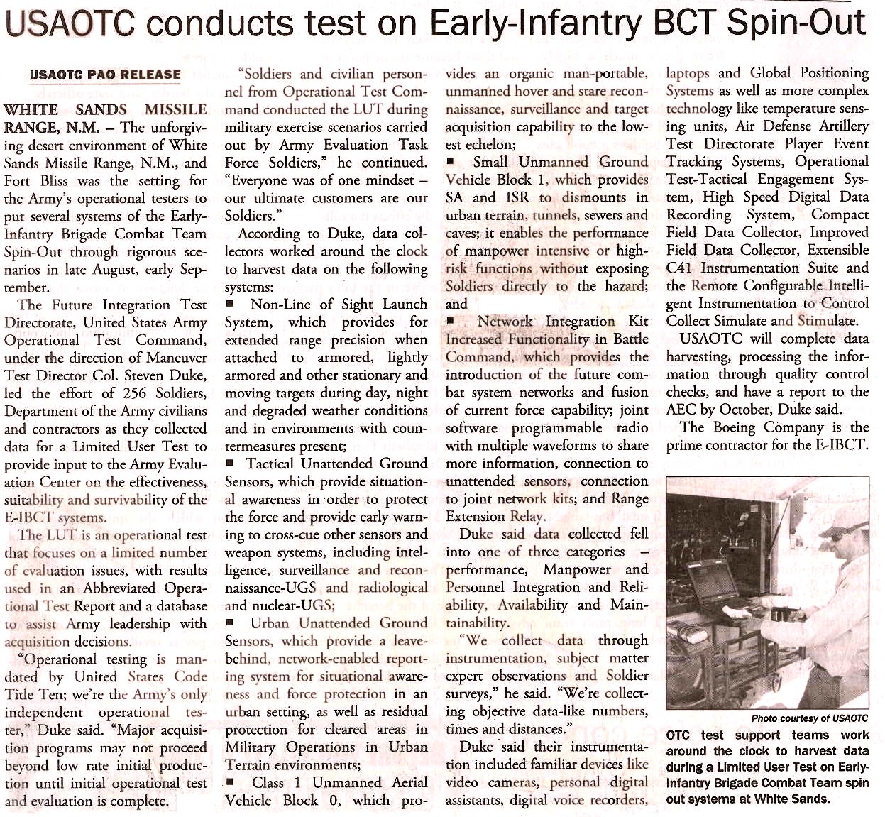 Early-Infantry BCT Spin-Out article