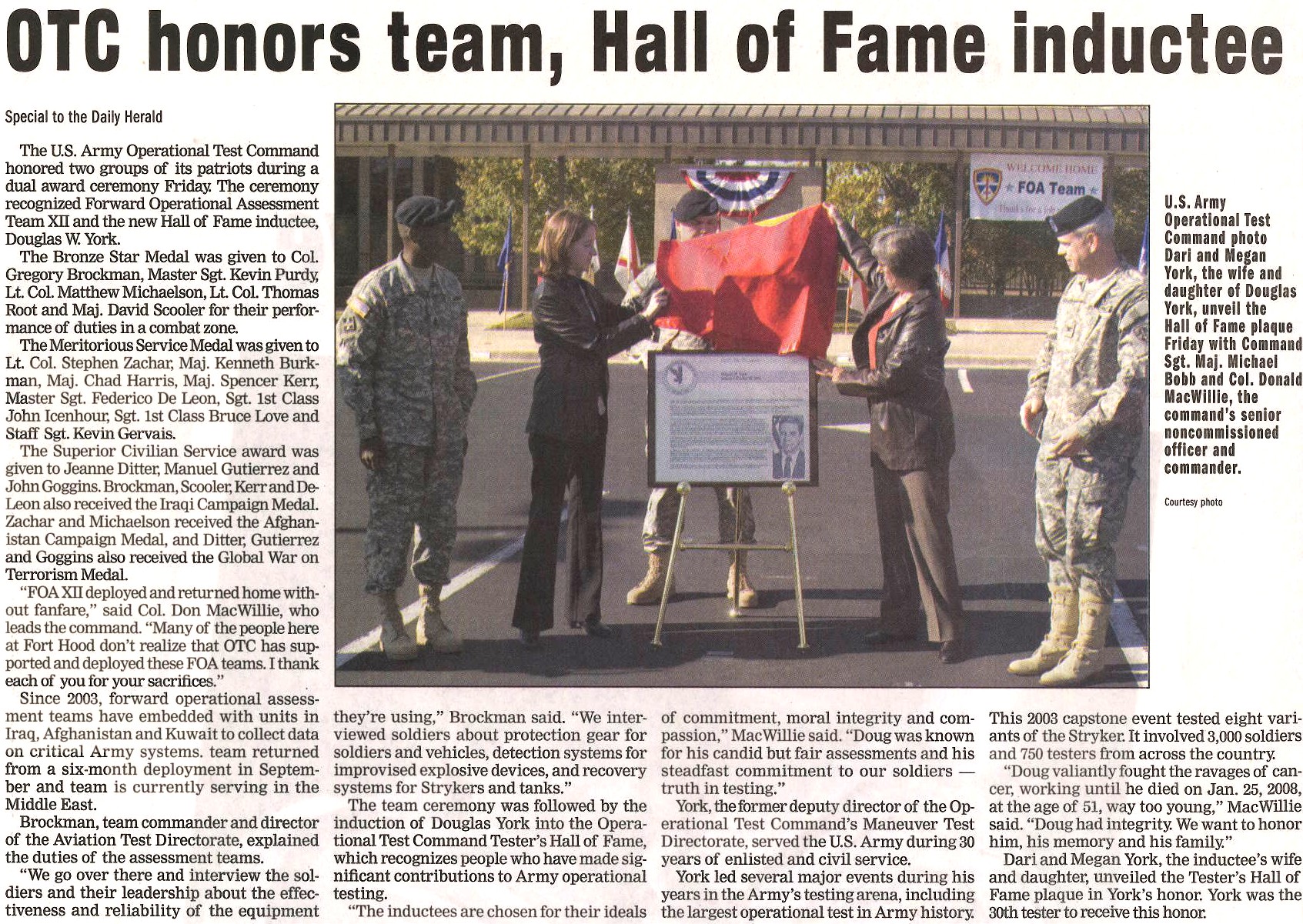 FOA, Hall of Fame honors