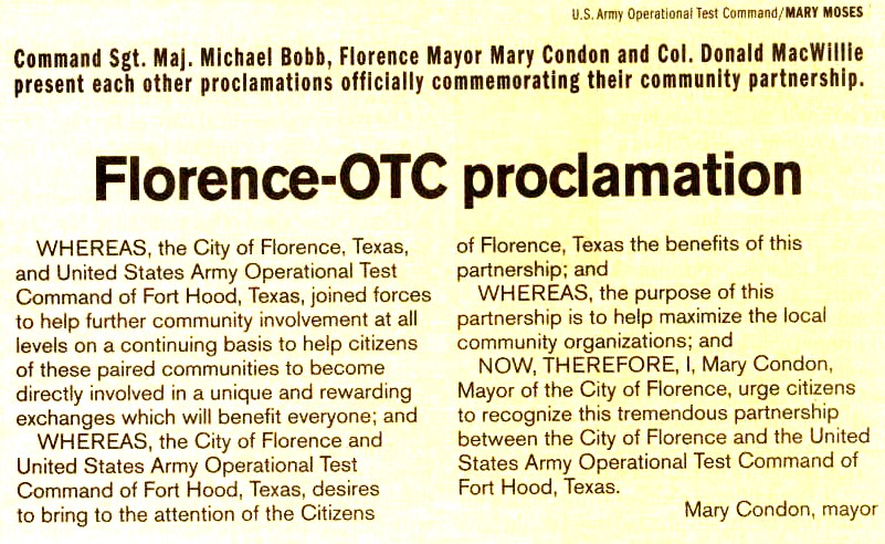 Florence-OTC proclamation, cont'd
