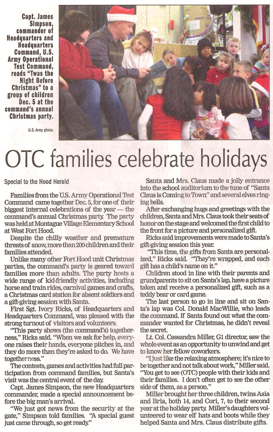 OTC families celebrate holidays