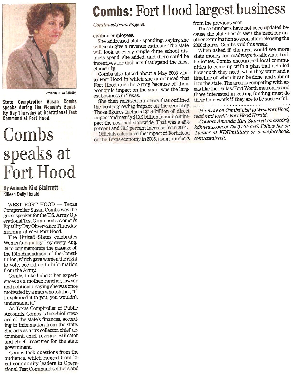 Combs speaks at Fort Hood
