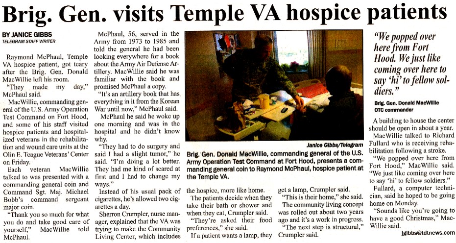 BG visits hospice patients