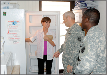 BG MacWillie and CSM Bobb talk to Mary Erwin-Barr