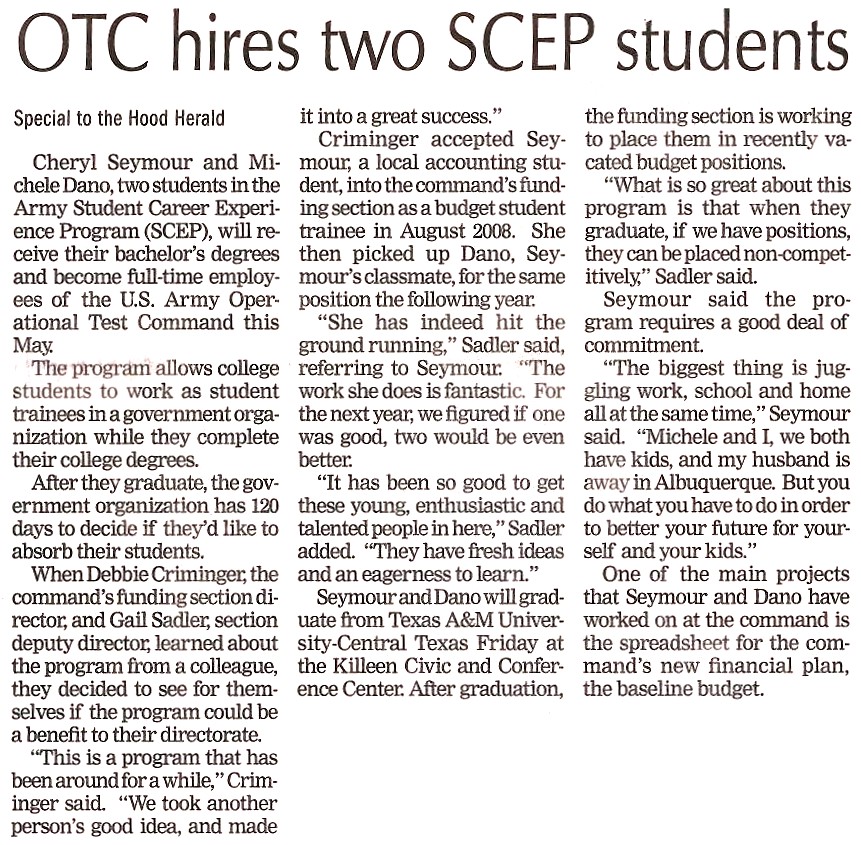 SCEP students hired