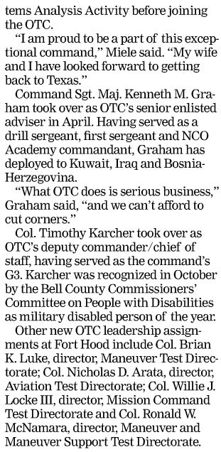 OTC adds new leadership, cont'd