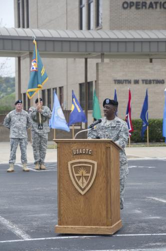 Outgoing CSM Michael Bobb addresses the crowd