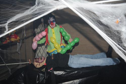 SPC Cummings plays killer clown in haunted house