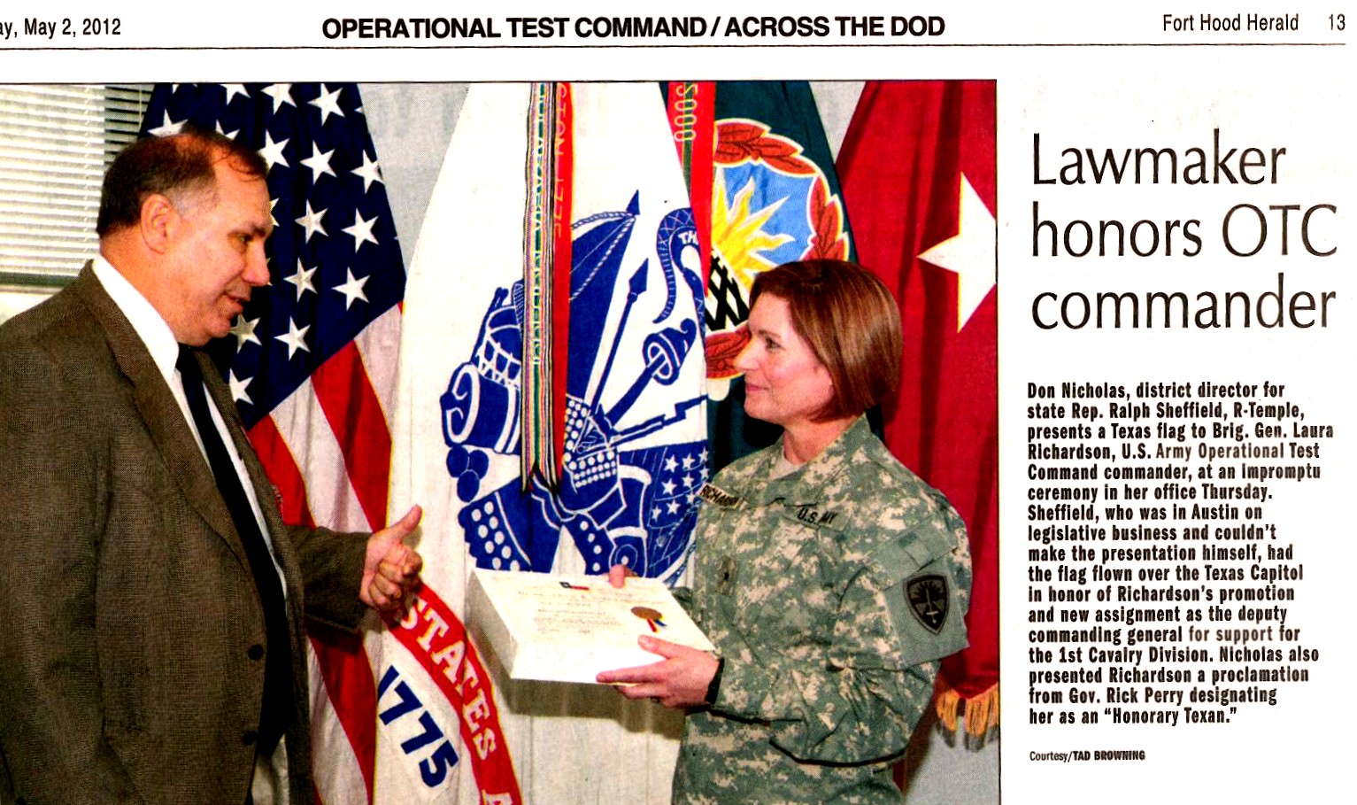 Lawmaker honors OTC commander