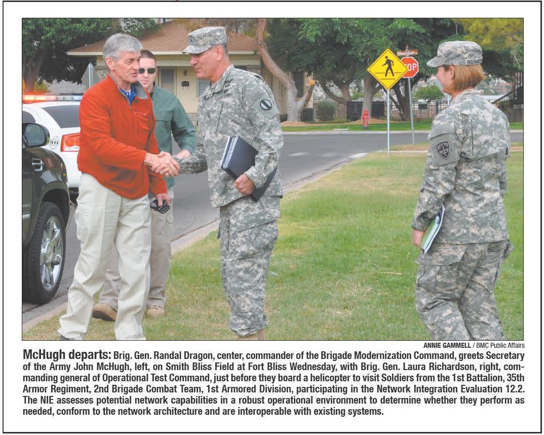 BG Dragon and BG Richardson greet Secretary of the Army John McHugh
