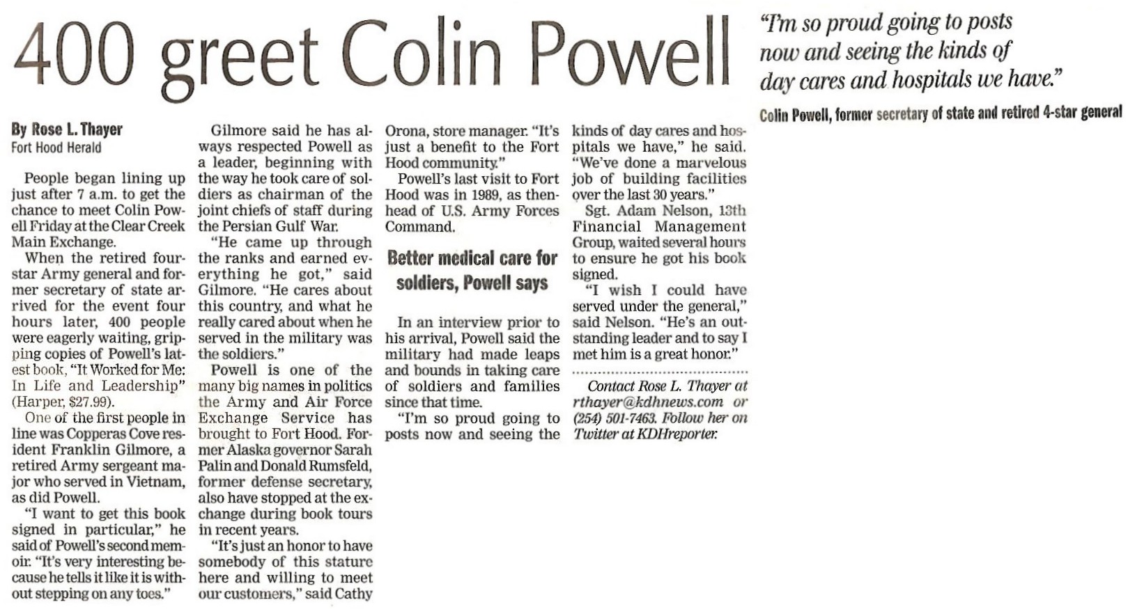 Colin Powell visits Fort Hood