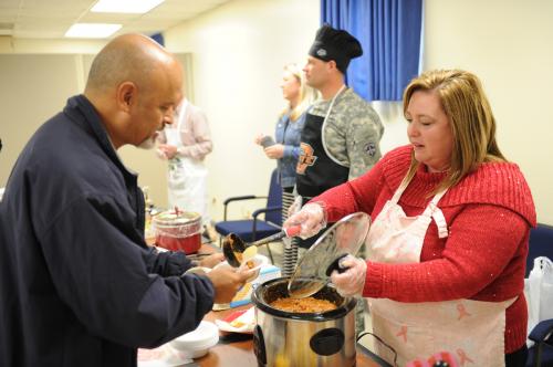 Barbie James serves up her "Hullabuloo Chili"