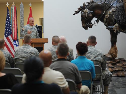 Col. Tim Karcher delivers remarks