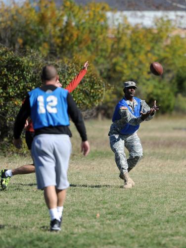 Command Sgt. Maj. Antoine Overstreet makes a catch