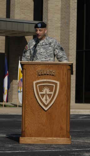 Col. Scott Spellmon delivers remarks