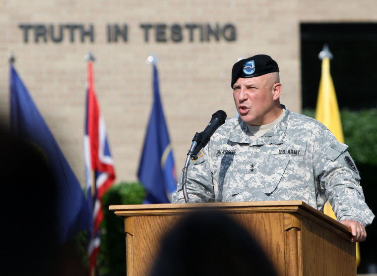 Maj. Gen. Dellarocco speaks during Assumption of Command ceremony