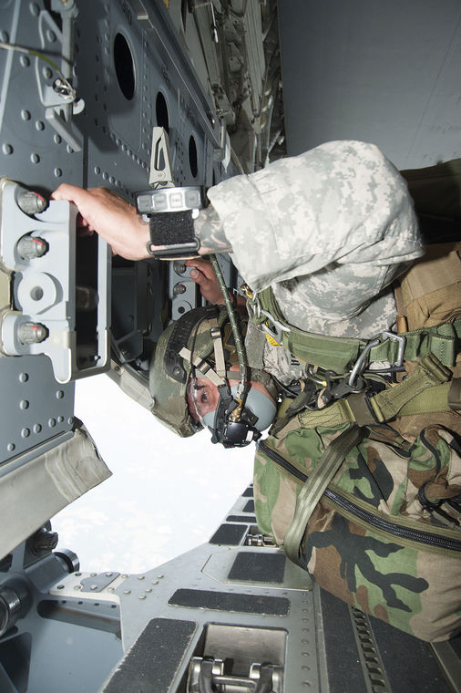 Soldier testing airborne equipment