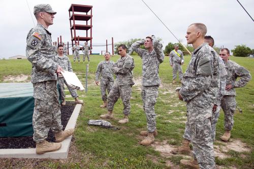 Staff Sgt. Matthew Hullum briefs OTC Soldiers