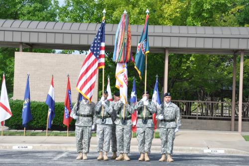 Color guard stands ready during ceremony