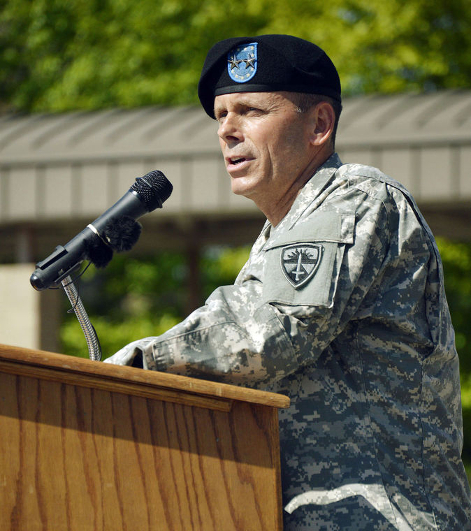 Maj. Gen. Daniel Karbler speaks during ceremony