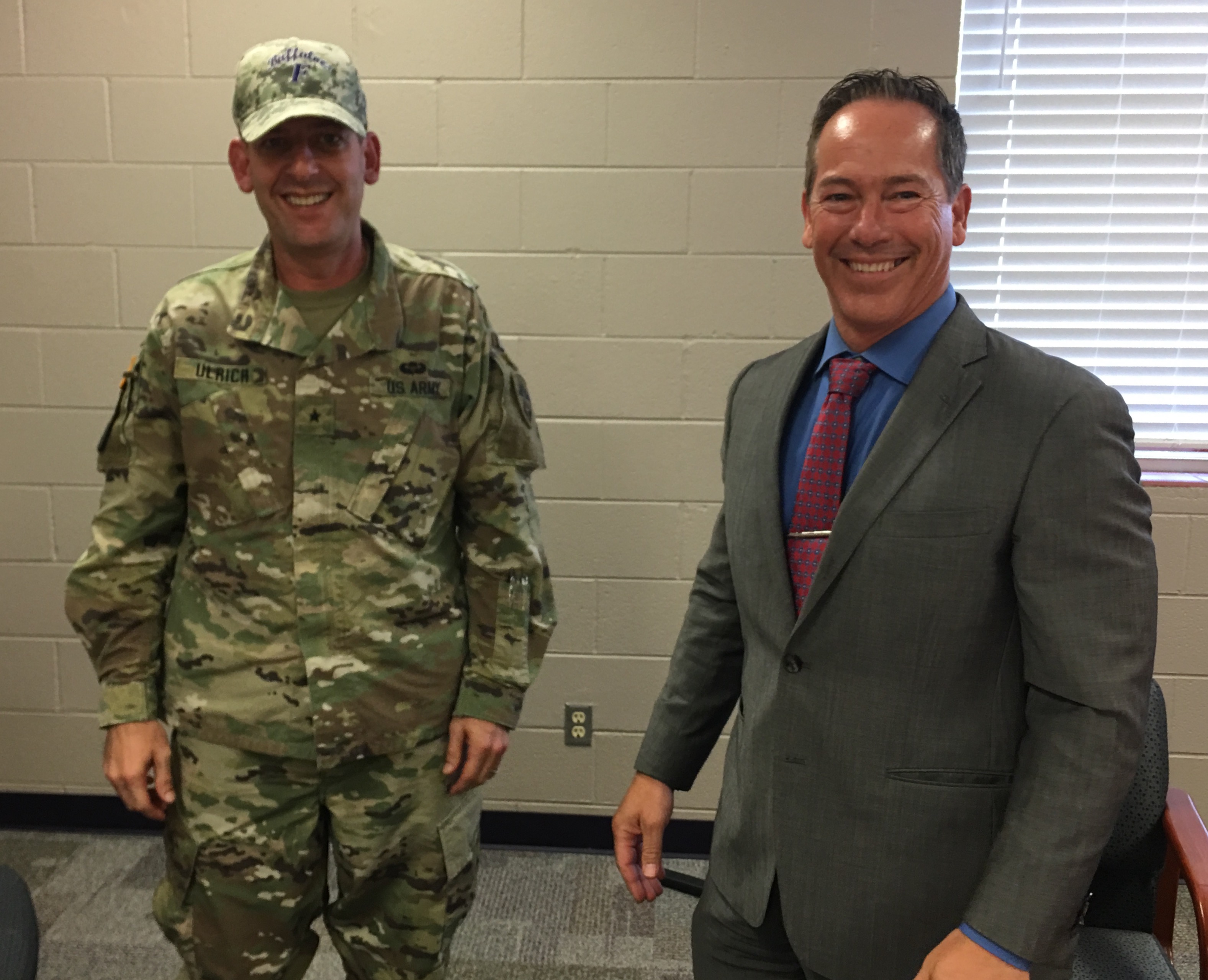 U.S. Army Operational Test Command Commander Brig. Gen. John C. Ulrich and Florence Independent School District Superintendent Paul Michalewicz are all smiles