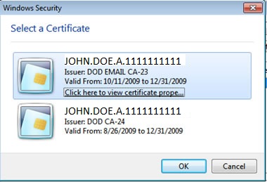 Select Email Certificate Select Email Certificate